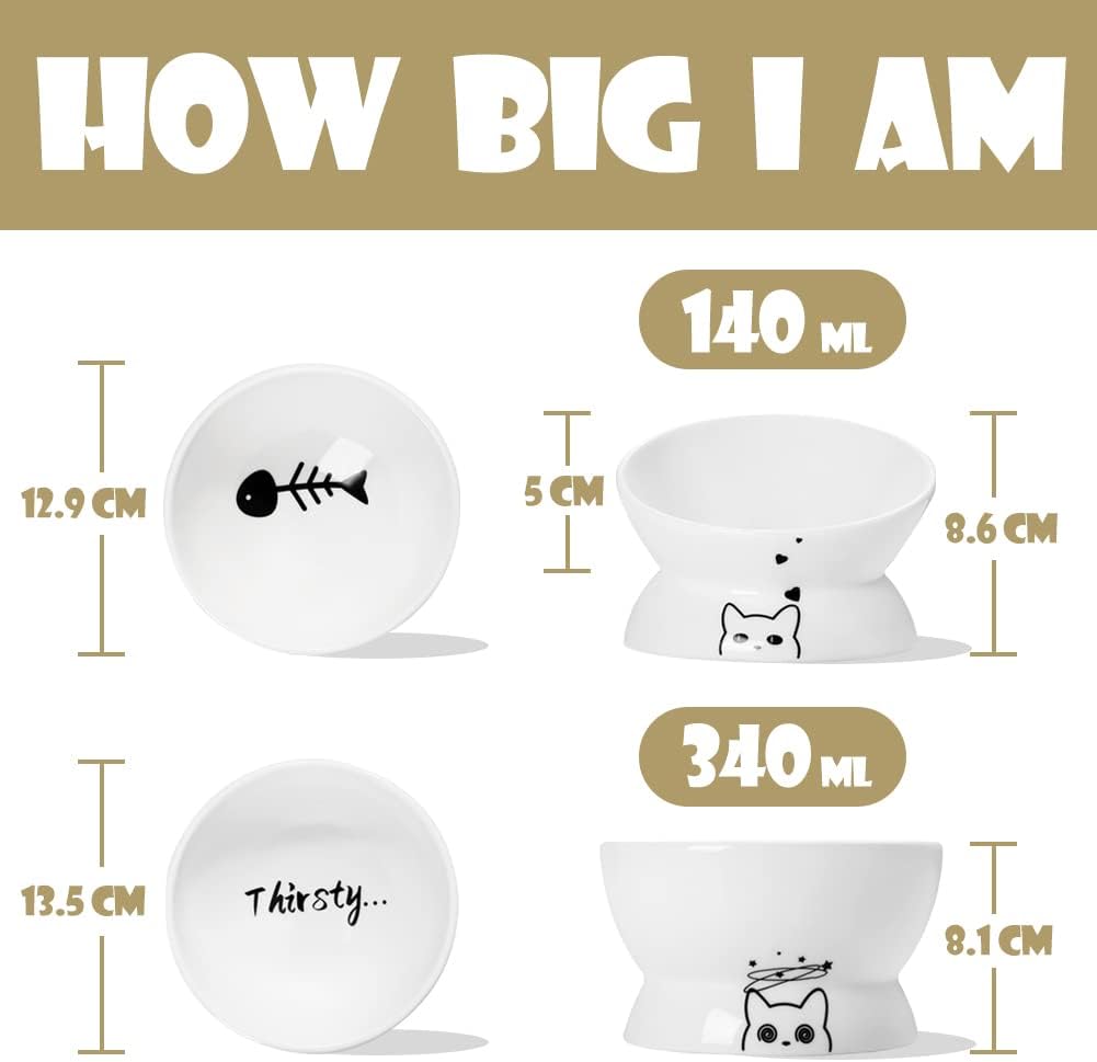 Sweejar Ceramic Pet Cat Bowls Set | Set of 2