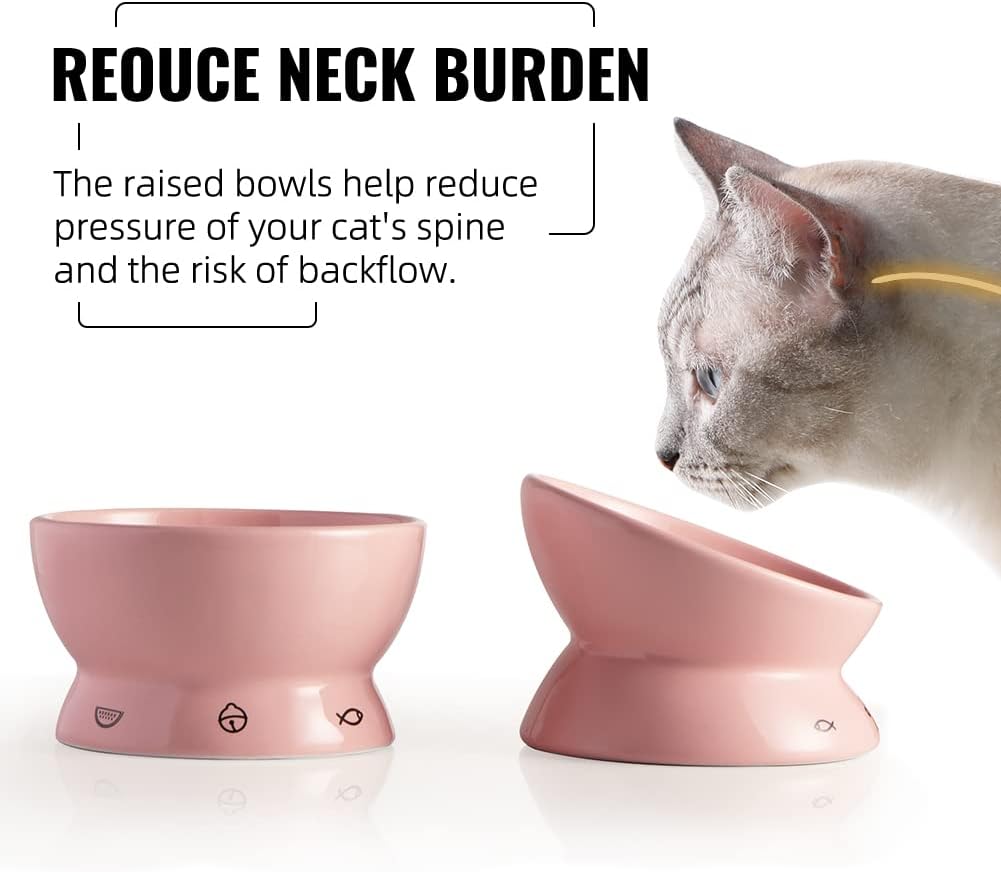 Sweejar Ceramic Pet Cat Bowls Set | Set of 2