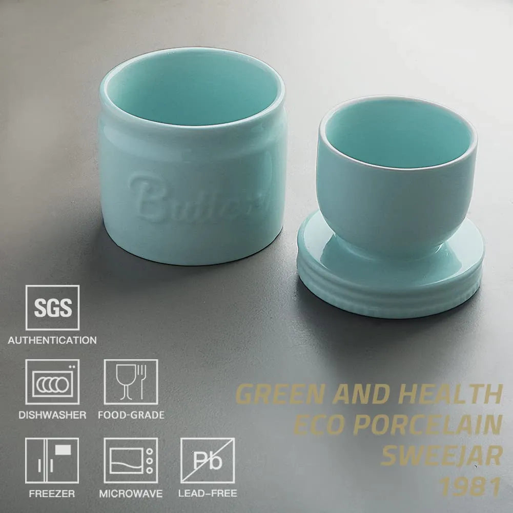 SWEEJAR Porcelain Butter Dish with Water Line