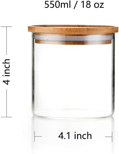 Sweejar 18 OZ Glass Food Storage Jar Canisters with Lid | Set of 3