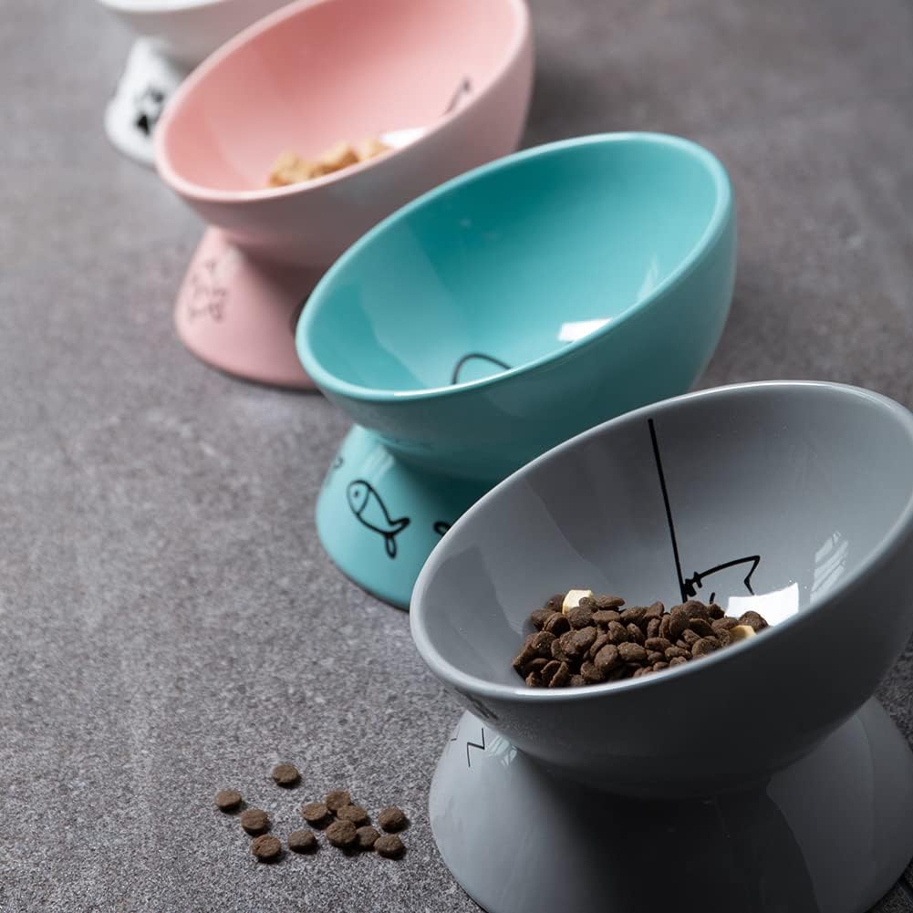 Sweejar Ceramic Pet Cat Bowls Set | Set of 2