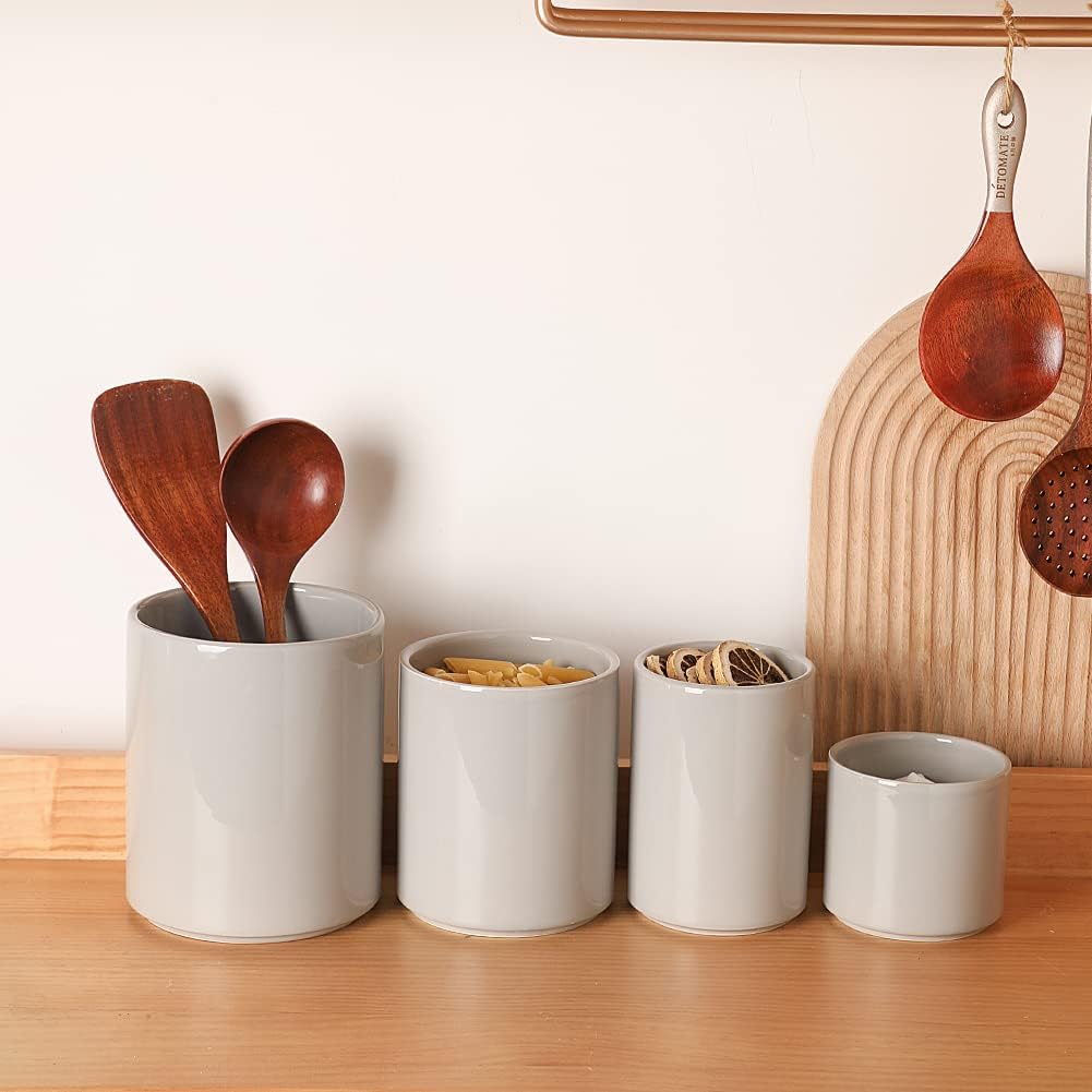 Sweejar Ceramic  Food Storage Jars for Sugar, Coffee Beans, Tea Leaves | Pack of 4