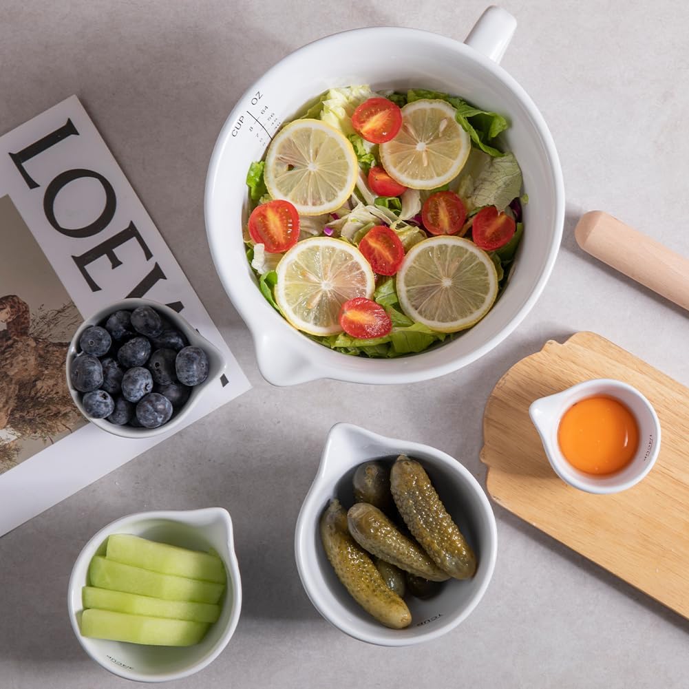 Sweejar Porcelain Mixing Bowl with Scale | Ceramic Serving Container