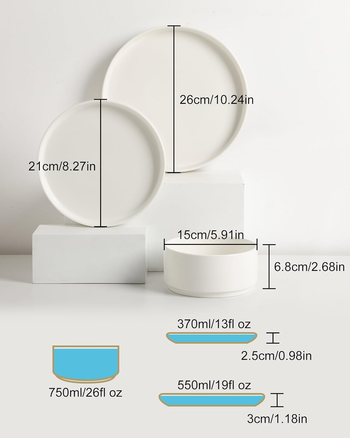 Sweejar White Ceramic Dinnerware Sets | Minimal Design