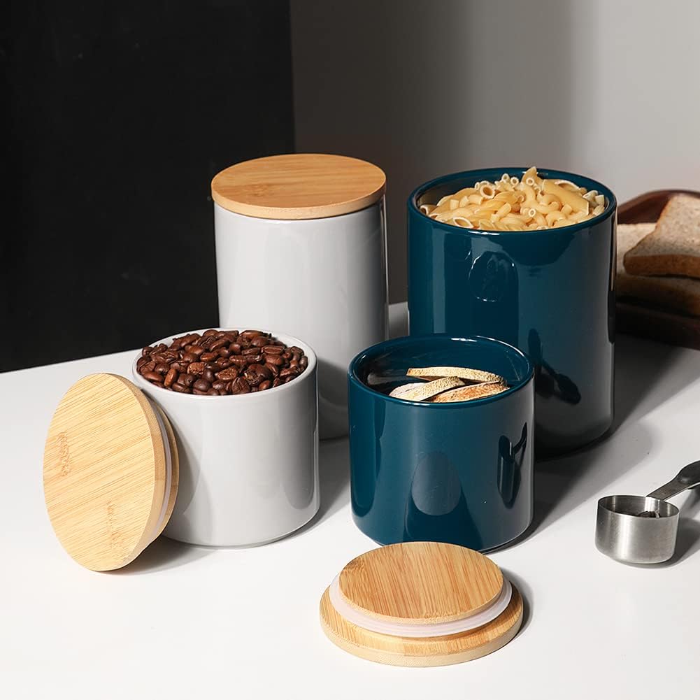 Sweejar Ceramic  Food Storage Jars for Sugar, Coffee Beans, Tea Leaves | Pack of 4