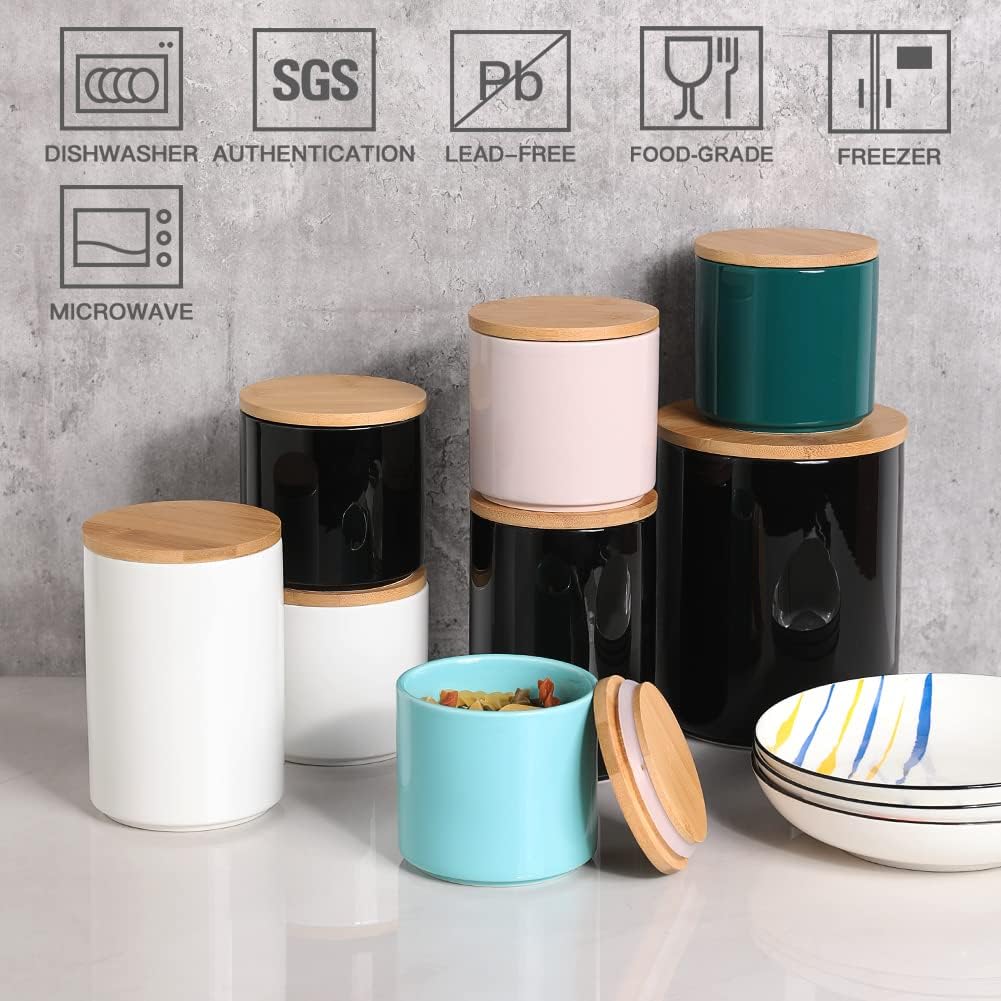 Sweejar Ceramic  Food Storage Jars for Sugar, Coffee Beans, Tea Leaves | Pack of 4