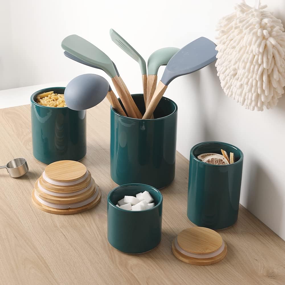 Sweejar Ceramic  Food Storage Jars for Sugar, Coffee Beans, Tea Leaves | Pack of 4
