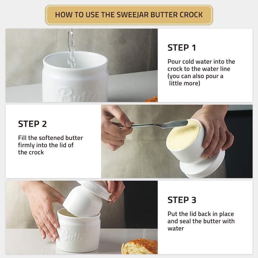 SWEEJAR Porcelain  French Butter Keeper Crock