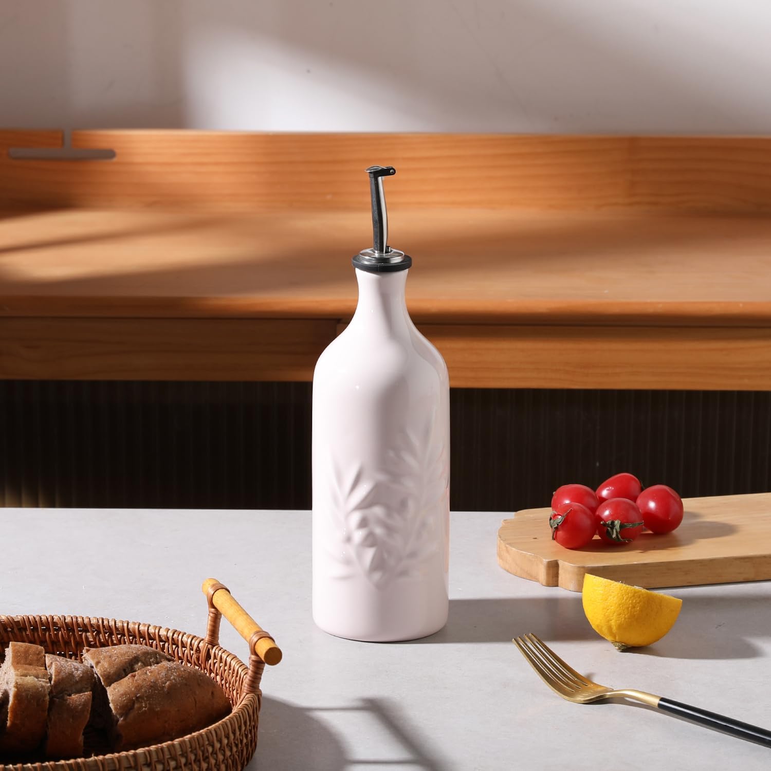 Sweejar Ceramic Olive Oil Dispenser Bottle | Storage Oil, Vinegar, Soy Sauce, Coffee Syrup, Liquids