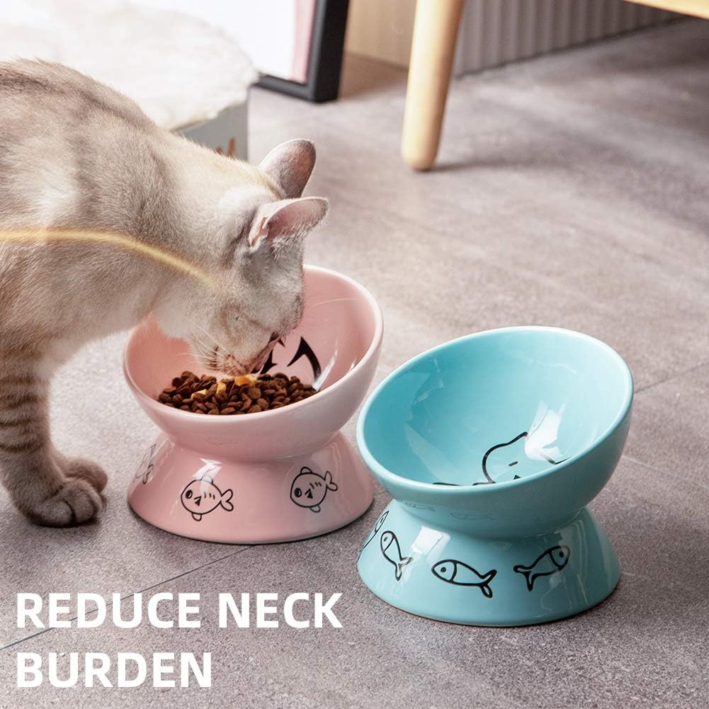 Sweejar Ceramic Pet Cat Bowls Set | Set of 2