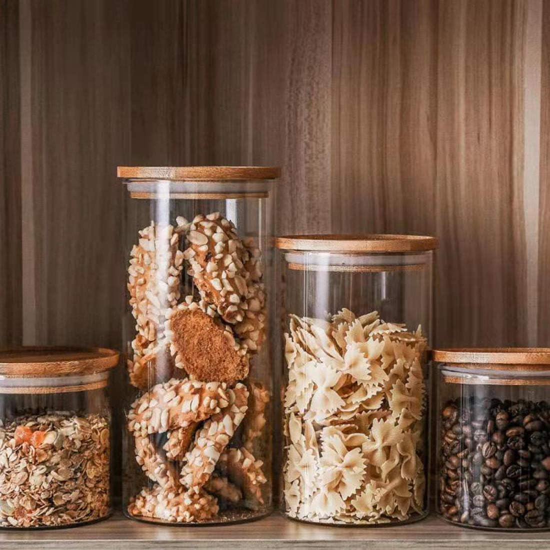 Sweejar 18 OZ Glass Food Storage Jar Canisters with Lid | Set of 3