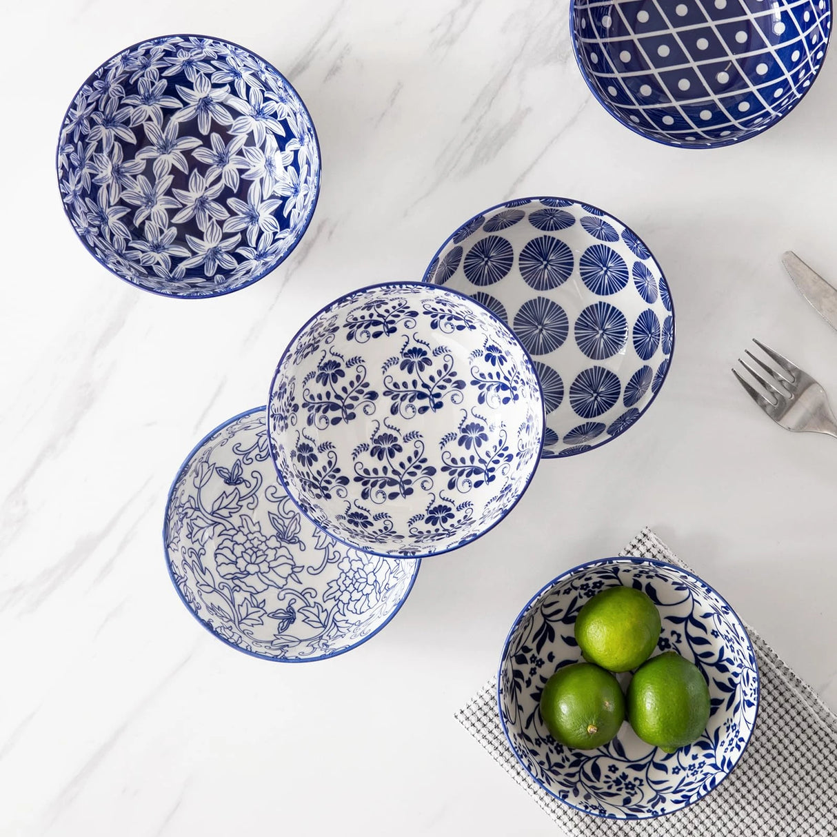 Sweejar 6PCS Ceramic Cereal Bowls Set | 6.1 Inch Deep Porcelain Serving Bowls