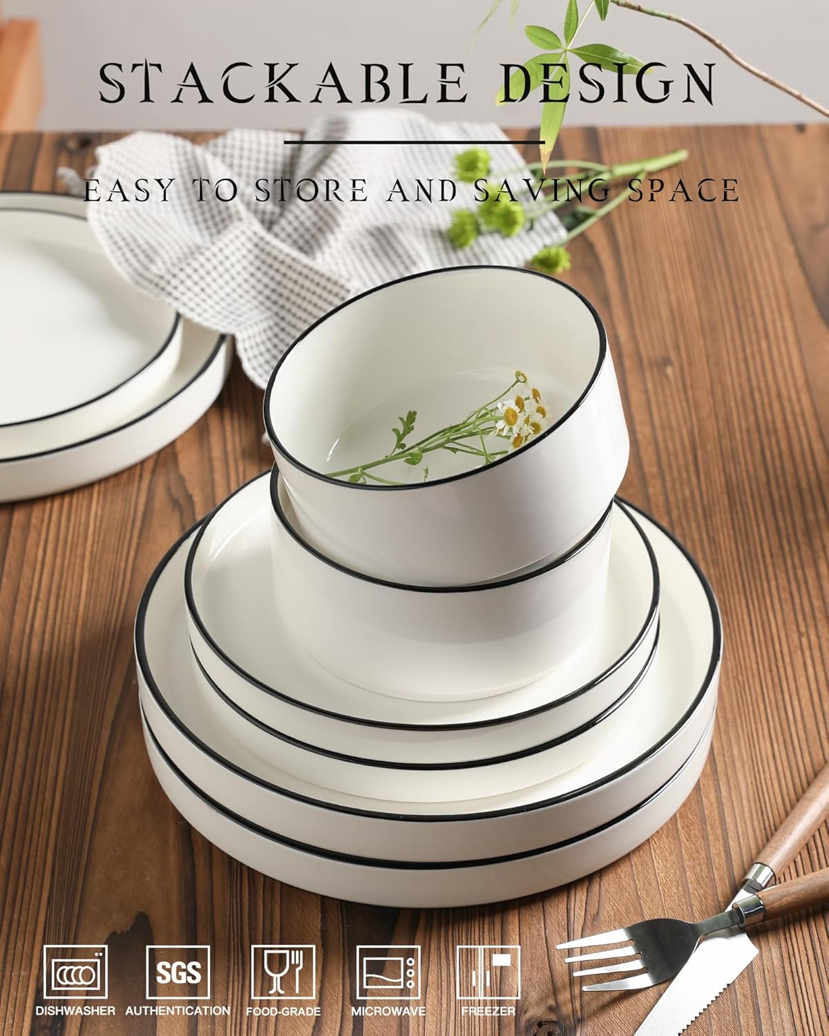 Sweejar White Ceramic Dinnerware Sets | Minimal Design