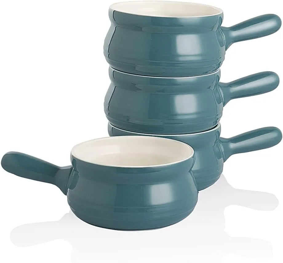 SWEEJAR Porcelain Soup Bowls with Handle | Oatmeal, Stew, Dishwasher, Microwave Safe