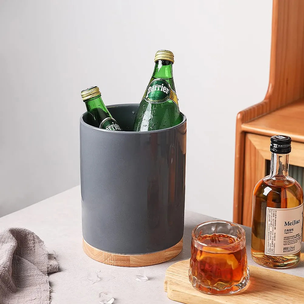 Sweejar Kitchen Utensil Holder | 8.2" | Wooden Bottom