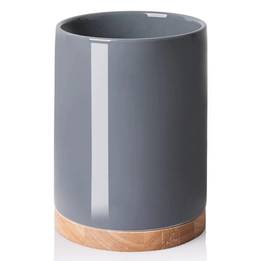 Sweejar Kitchen Utensil Holder | 8.2" | Wooden Bottom