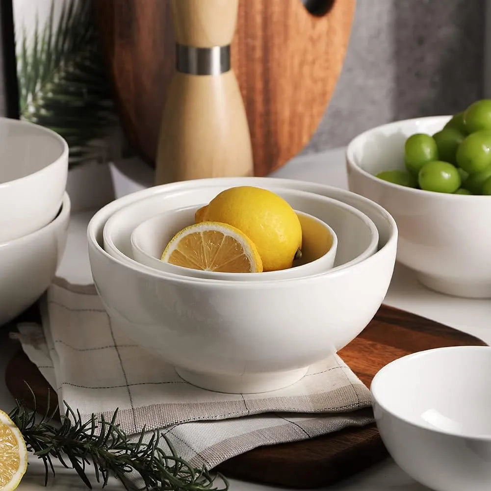 Sweejar 7 Inch Porcelain Serving Bowls | Salad Pasta Side Dishes | Set of 4