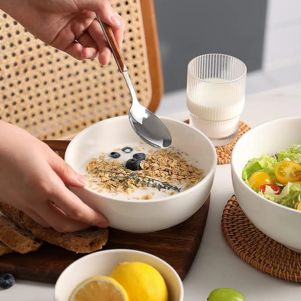 Sweejar 7 Inch Porcelain Serving Bowls | Salad Pasta Side Dishes | Set of 4