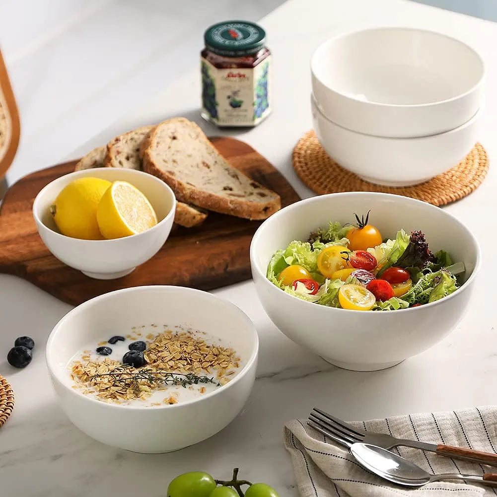 Sweejar 7 Inch Porcelain Serving Bowls | Salad Pasta Side Dishes | Set of 4