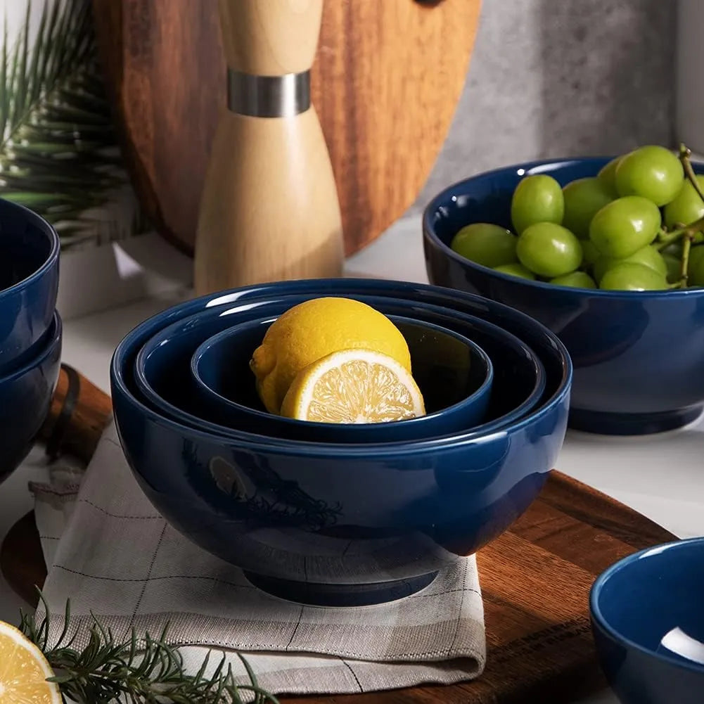 Sweejar 7 Inch Porcelain Serving Bowls | Salad Pasta Side Dishes | Set of 4