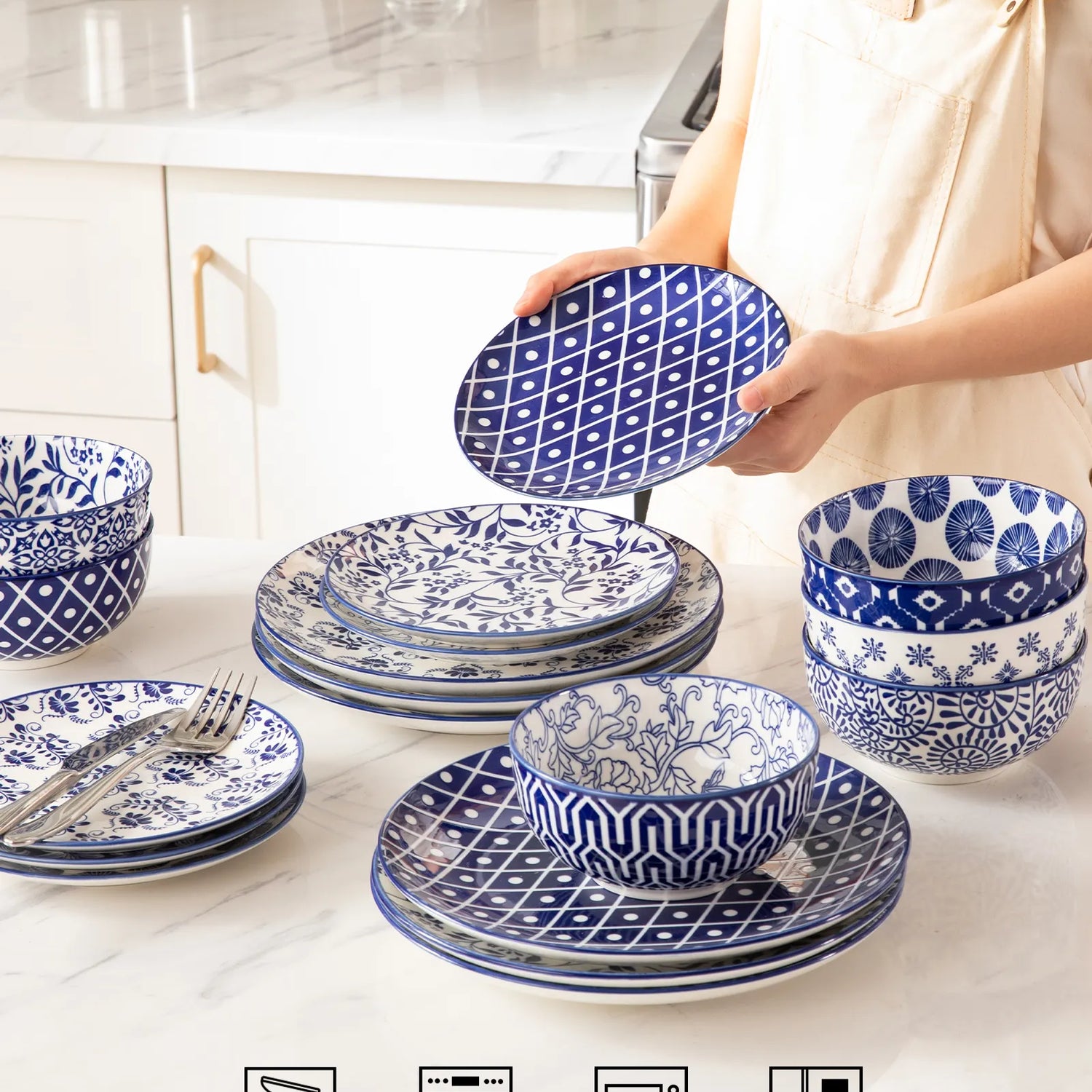 Sweejar Ceramic Dinnerware Sets | Blue and White Porcelain