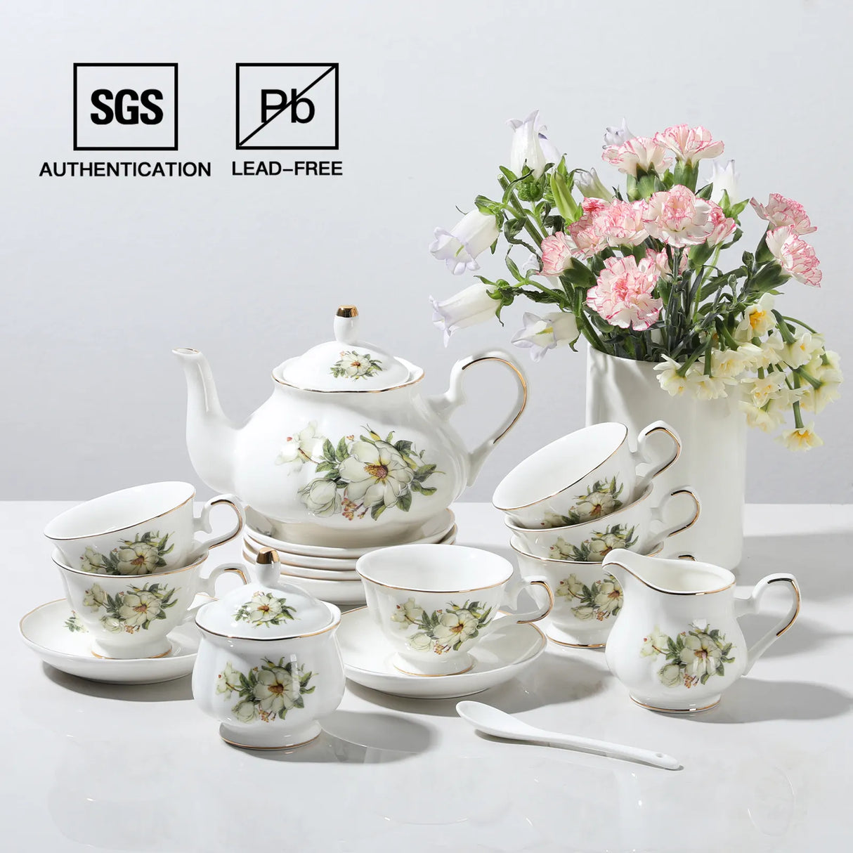 Sweejar Ceramic Teapot with Infuser | Blooming, Loose Tea, Coffee Pot