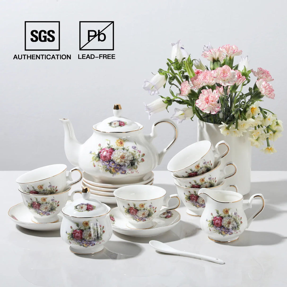 Sweejar Ceramic Teapot with Infuser | Blooming, Loose Tea, Coffee Pot