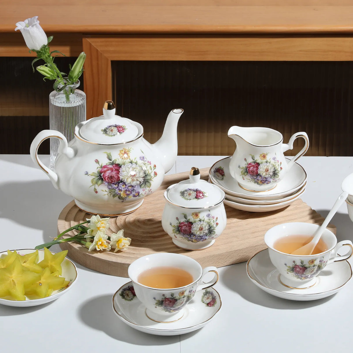 Sweejar Ceramic Teapot with Infuser | Blooming, Loose Tea, Coffee Pot