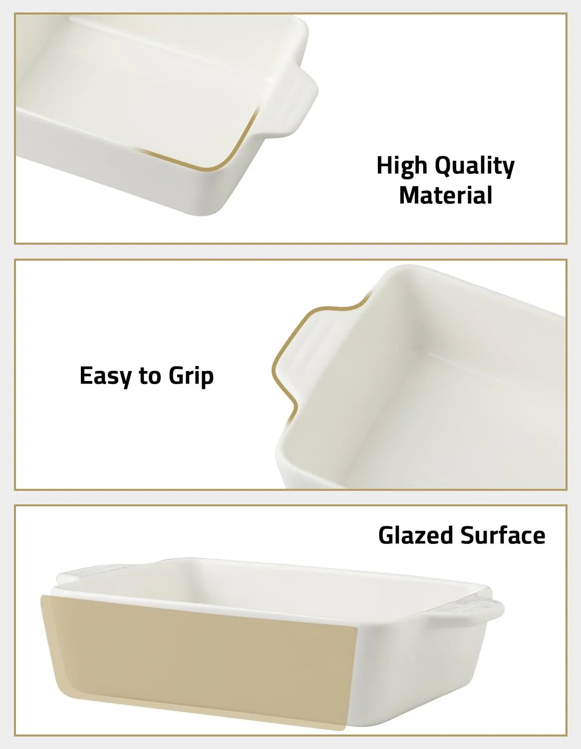 SWEEJAR Ceramic Bakeware Set | Rectangular Baking Dish Lasagna Pans for Cooking, Kitchen, Cake Dinner