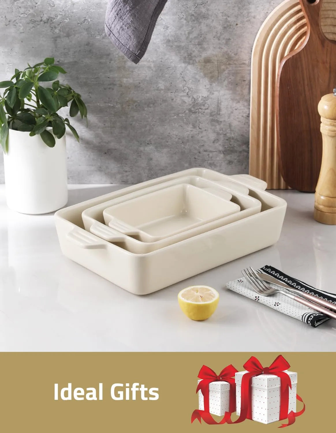 SWEEJAR Ceramic Bakeware Set | Rectangular Baking Dish Lasagna Pans for Cooking, Kitchen, Cake Dinner