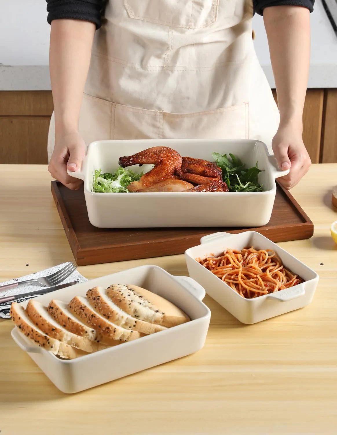 SWEEJAR Ceramic Bakeware Set | Rectangular Baking Dish Lasagna Pans for Cooking, Kitchen, Cake Dinner