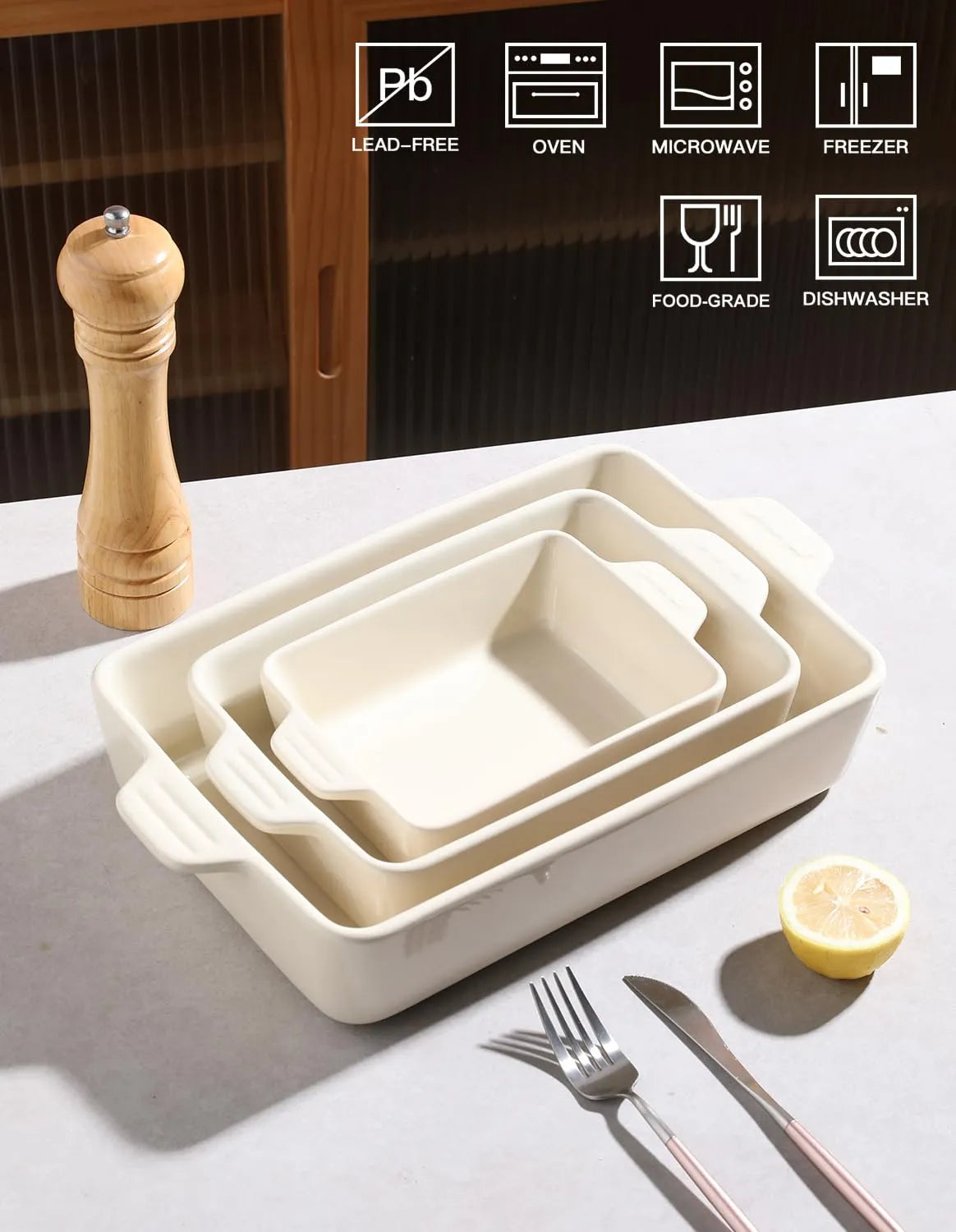 SWEEJAR Ceramic Bakeware Set | Rectangular Baking Dish Lasagna Pans for Cooking, Kitchen, Cake Dinner