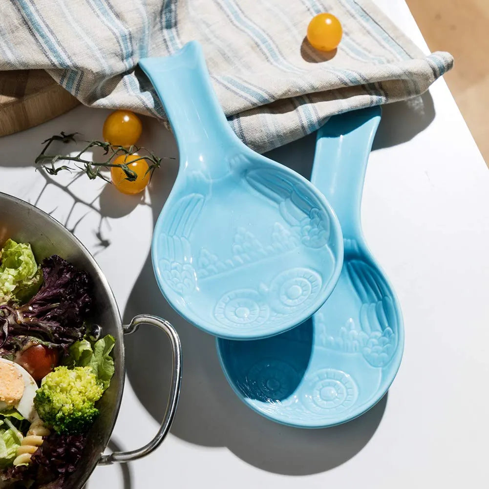 SWEEJAR Owl Ceramic Spoon Holder | Set of 2