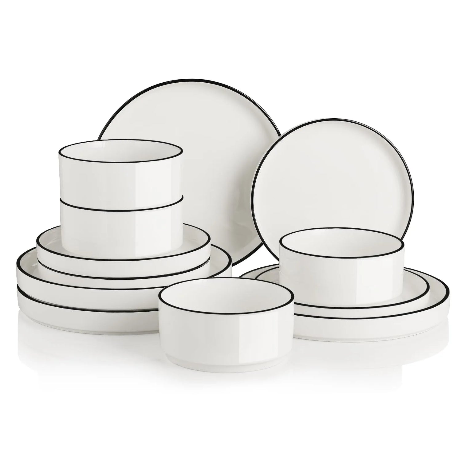Sweejar White Ceramic Dinnerware Sets | Minimal Design
