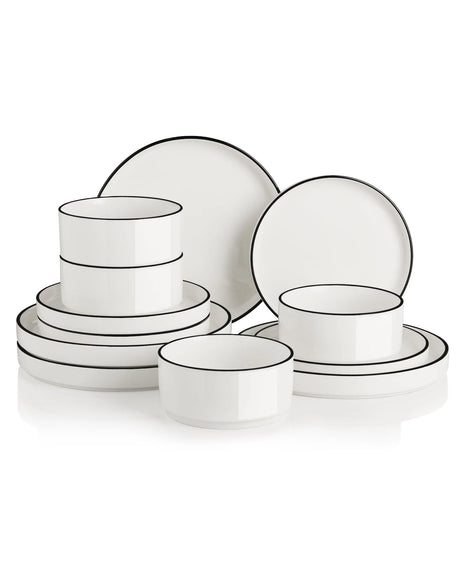 Sweejar White Ceramic Dinnerware Sets | Minimal Design