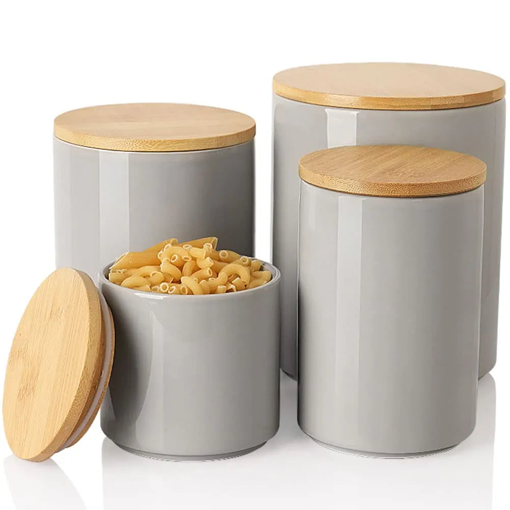 Sweejar Ceramic  Food Storage Jars for Sugar, Coffee Beans, Tea Leaves | Pack of 4