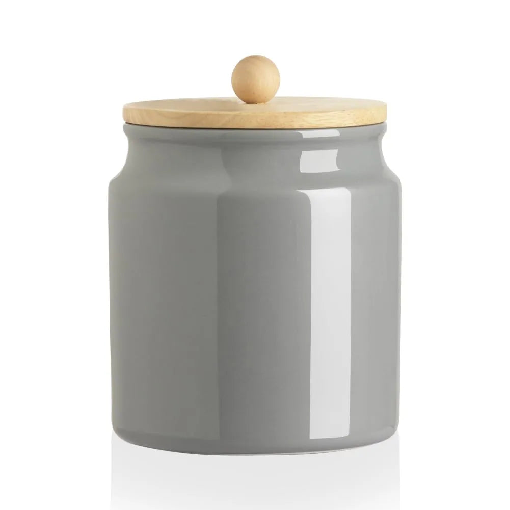Sweejar Ceramic Kitchen Canisters | Porcelain Food Storage Jar with Airtight Seal Wooden Lid