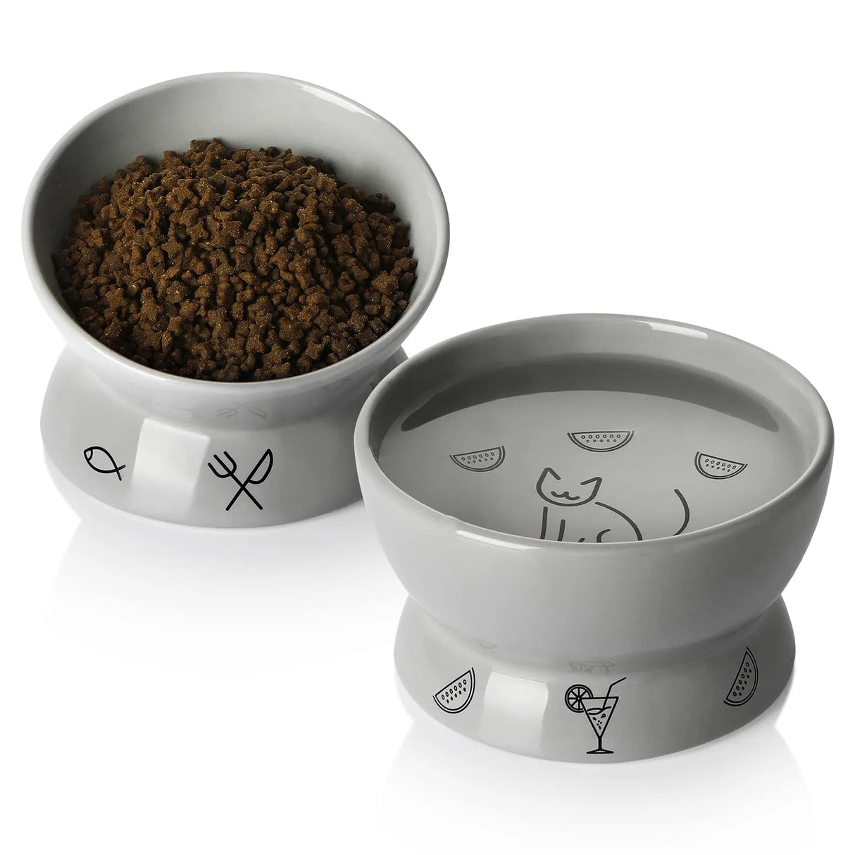 Sweejar Ceramic Pet Cat Bowls Set | Set of 2