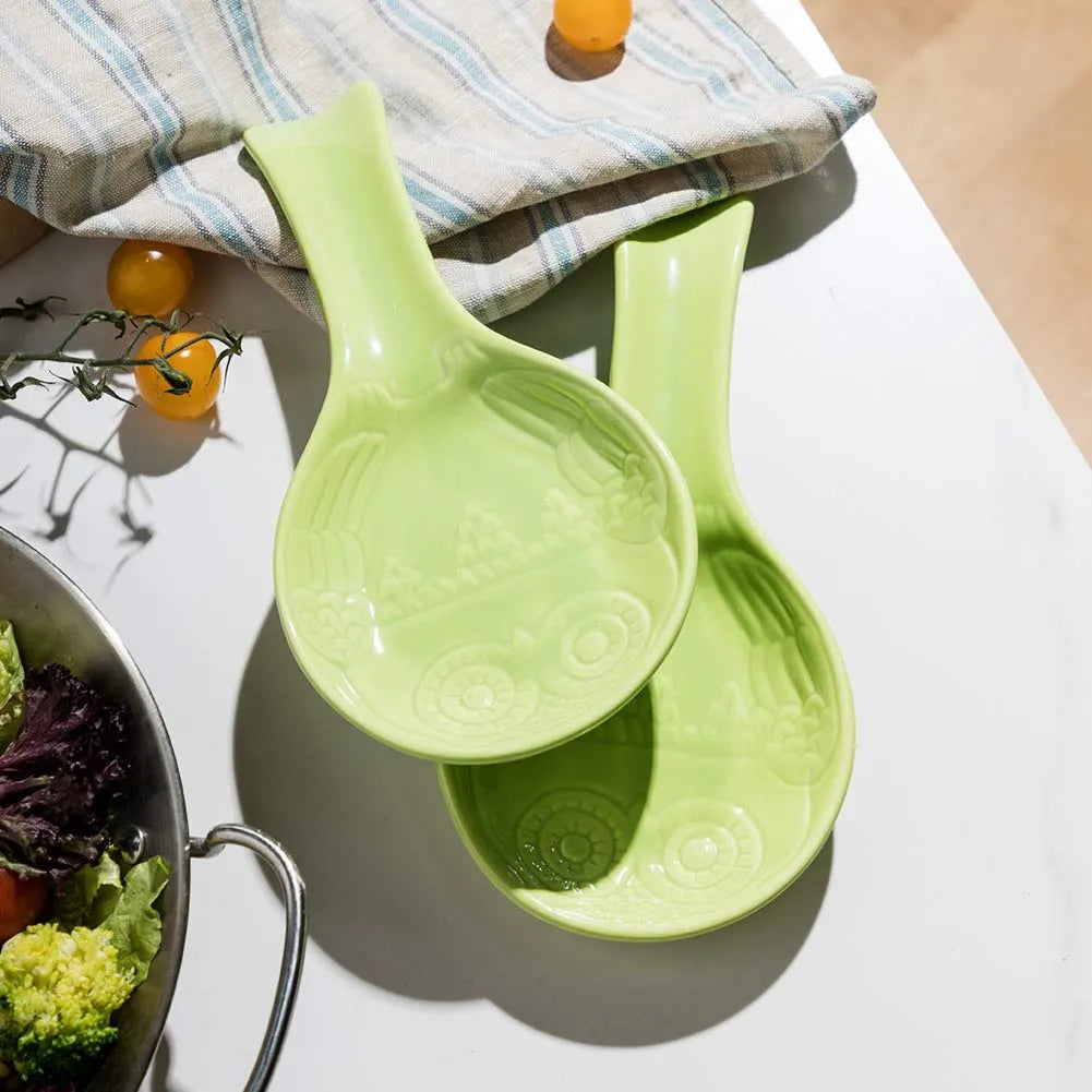 SWEEJAR Owl Ceramic Spoon Holder | Set of 2