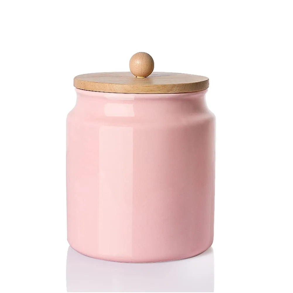 Sweejar Ceramic Kitchen Canisters | Porcelain Food Storage Jar with Airtight Seal Wooden Lid