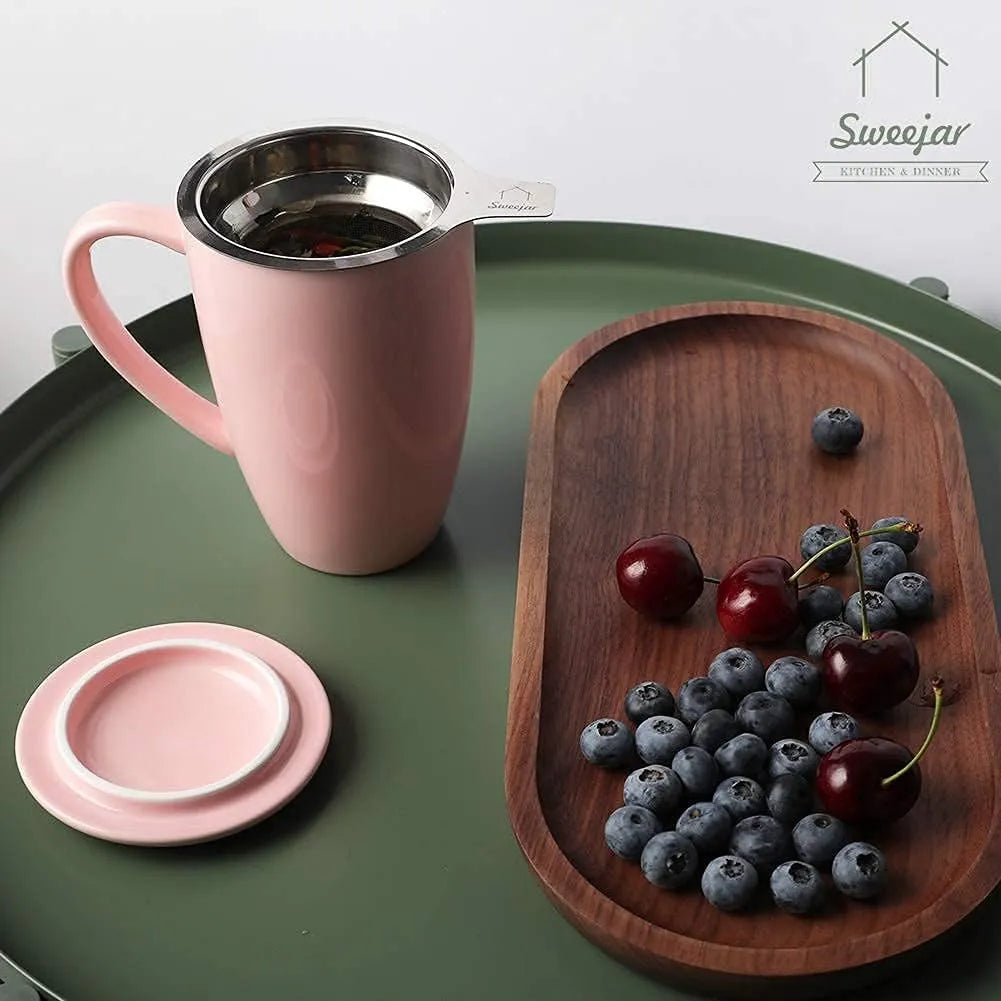 SWEEJAR Porcelain Tea Mug Cup with Infuser | 16 Fl Oz
