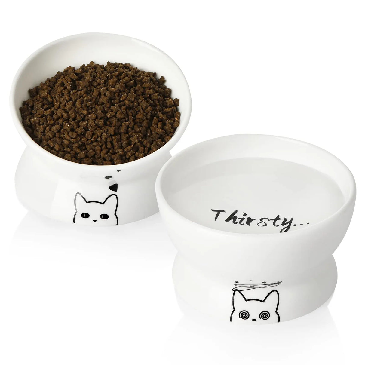 Sweejar Ceramic Pet Cat Bowls Set | Set of 2