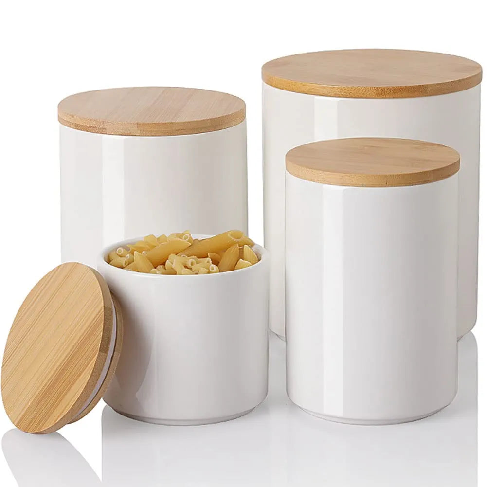Sweejar Ceramic  Food Storage Jars for Sugar, Coffee Beans, Tea Leaves | Pack of 4