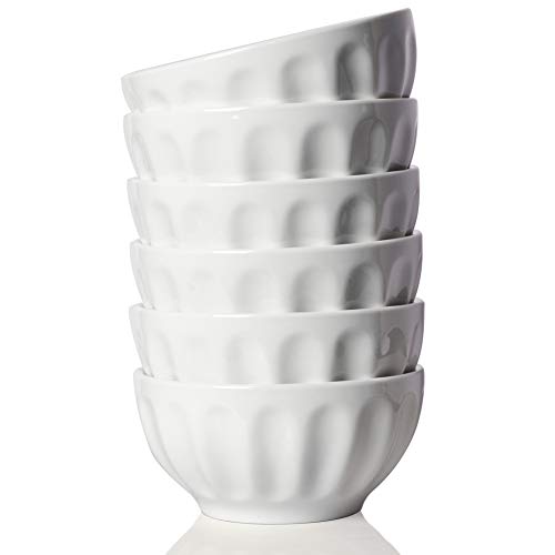 SWEEJAR Ceramic Fluted Bowl Set | 26 Oz | set of 6