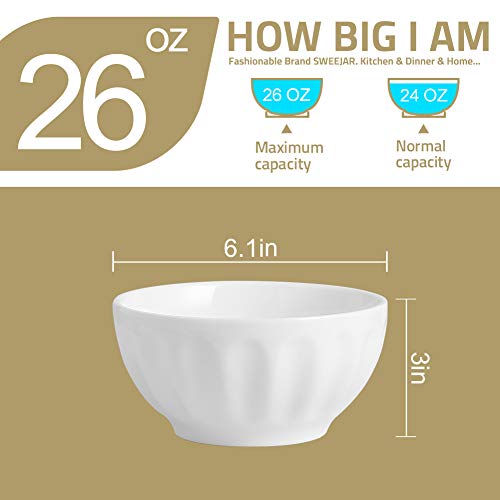 Sets 4 Soup Bowls Dishwasher & Microwave Safe Rice 24 OZ Cereal