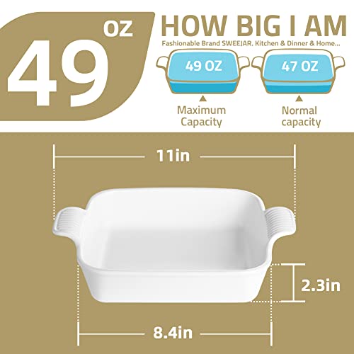 SWEEJAR Ceramic Baking Dish, 8/9 Inches Cake Baking Pan for Brownie,  Porcelain Round Bakeware with Double Handle for Casserole, Lasagna, Family  Dinner