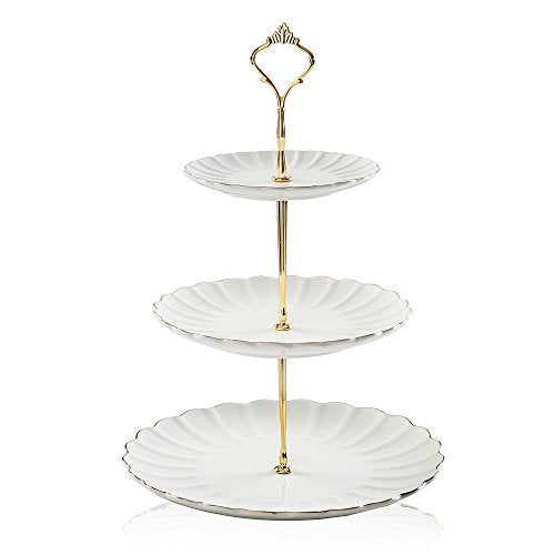SWEEJAR 3 Tier Ceramic Cupcake Stand | Wedding, Dessert, Tea Party