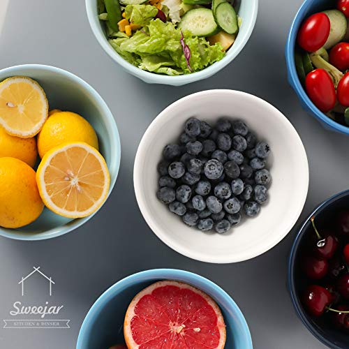 SWEEJAR Ceramic Fluted Bowl Set | 26 Oz | set of 6