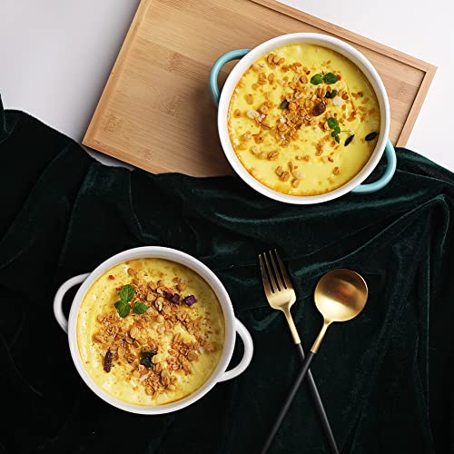 SWEEJAR Porcelain Soup Bowls with Handles | 28OZ