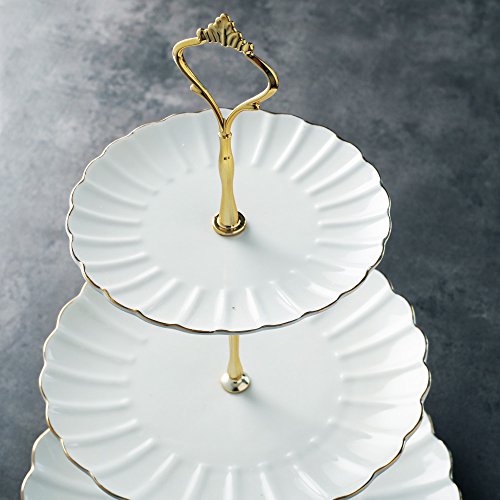 SWEEJAR 3 Tier Ceramic Cupcake Stand | Wedding, Dessert, Tea Party